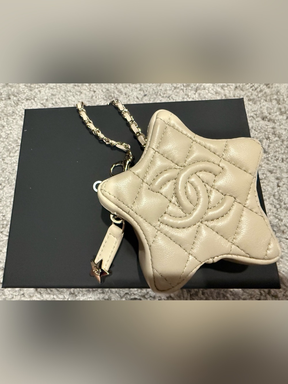 Chanel Lambskin Star Bag Charm in Beige